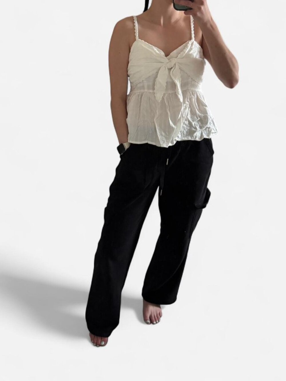 Old Navy White Tie-Front Top